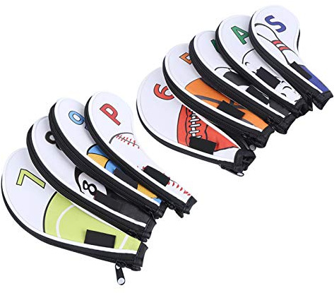 Generic Golfklubba Järnöverdrag Set 9st Vattentät PU med Dragkedja Design för Golfare Iögonfallande Sporttillbehör