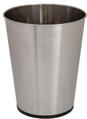 Bath Bliss 5 Liter Small Wastebasket, Stainless Steel | Compact Round Open Top Trash Can | Durable Bathroom Bedroom Dorm Office Garbage Bin | Stylish Space-Saving Waste Disposal Container