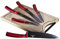 Berlinger BH-2552 Haus Burgundy 5er Set Profi Küchenmesser, Bambus Schneidebrett, Edelstahlklinge Antihaftbeschichtung, Kochmesser Brotmesser Tranchiermesser Schälmesser Mehrzweckmesser Metallic Line Design