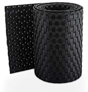 Mayaadi Home Rotolo in rattan sintetico per recinzioni e recinzioni da giardino e balconi, lunghezza 2,55 m, altezza 19 cm, colore nero, 1 pezzo
