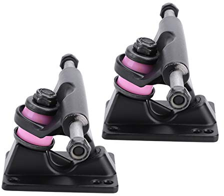 KIMISS 2pcs Skateboard Trucks, Roues ABEC Longboard 3,0 Pouces Skateboard Combo 3,25 Pouces Camions 3,8, Camions Tonnerre, 2 Accessoires Skatebaord (Couleur Aléatoire du Coussinet en PU) (Noir)