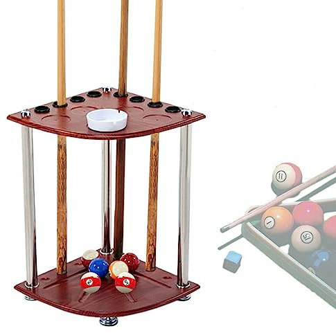 Futchoy Queueständer,Billard Queue Halter Ständer Eckständer 8 Queue Pool Snooker Kugeln Holz Rotes Vertikaler Billard Queue Queueständer