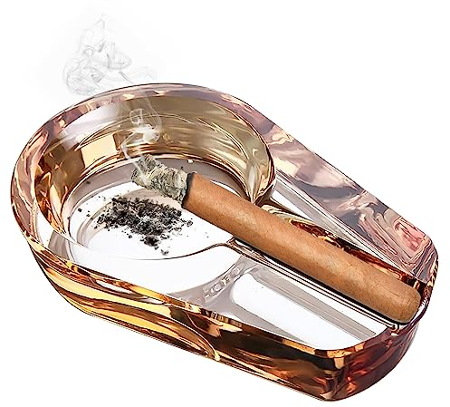 Kristallglas Aschenbecher, Zigarre Aschenbecher; Haushalt Aschenbecher, Outdoor Aschenbecher; Home Decoration Geschenk Aschenbecher (Gold)