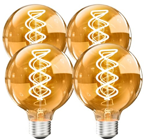 CREATESTAR Ampoule Edison Vintage Dimmable 4W E27, G80 Verre Marron 2700K à Filament Rétro pour Éclairage de Bar Industriel Nostalgique - Lot de 4