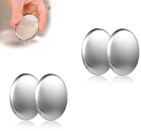 AMONENZ Saponetta in Acciaio Inox, 4 Pezzi Sapone Inox Antiodore, Sapone Antiodore, per Eliminare gli Odori da Mani, Pelle e Utensili da Cucina