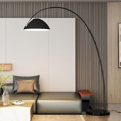 LJYKBFL Lampadaire Arc Créatif Minimaliste Nordique en Métal Poli Noir - Lampe de Lecture sur Pied pour le Soin des Yeux - Lampes d'Angle Décoratives pour Salon, Chambre, Bureau