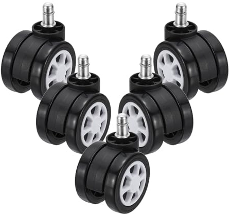 PATIKIL 3 Pollici Rotelle Di Sostituzione Per Sedia Da Ufficio, 5 Rotelle Per Sedia Con Ruote A Sfera Silenziose 7/16 x 7/8 70 Kg Per Ruota Per Pavimenti In Legno E Moquette, Bianco