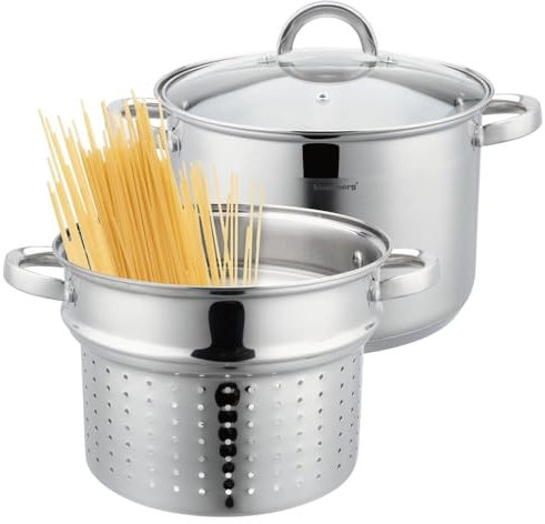 3-tlg Edelstahl Nudeltopf Nudelkocher Pastatopf Pasta-Kocher 7.5L 24cm Topf Kochtopf KLAUSBERG KB-7738