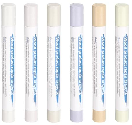QUARKZMAN Bâtons De Remplissage En Bois 6 Couleurs Crayons De Cire Pour Réparation De Meubles Pour Times Fabric, Wood, Titanium White, Light Taupe, White, Milk White