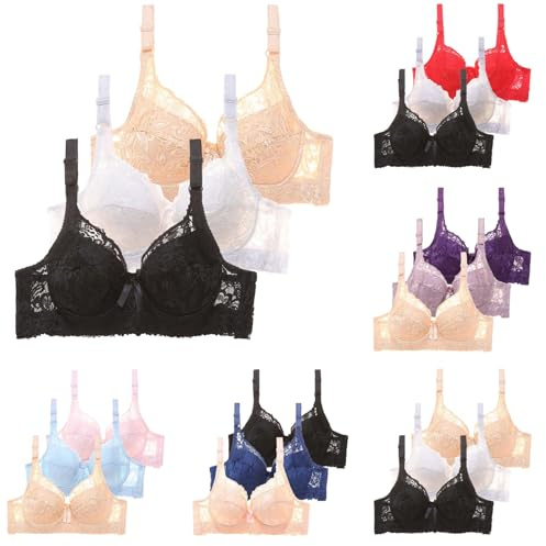 Lot De 3 Soutiens-Gorge Push-Up pour Femme avec Armatures Soutien-Gorge De Sport Sexy Dentelle pour Femme Soutien-Gorge D'EntraîNement avec Ajustement RéGlable pour Le Sport Quotidien