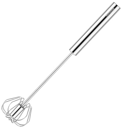 NileHome Stainless Steel Whisk30.4cm semi-Automatic Rotary Kitchen Whisk Balloon Whisk Kitchen Wisk Wire Whisks for Cooking, Whisking, Blending, Beating, Stirring- 1 Pack