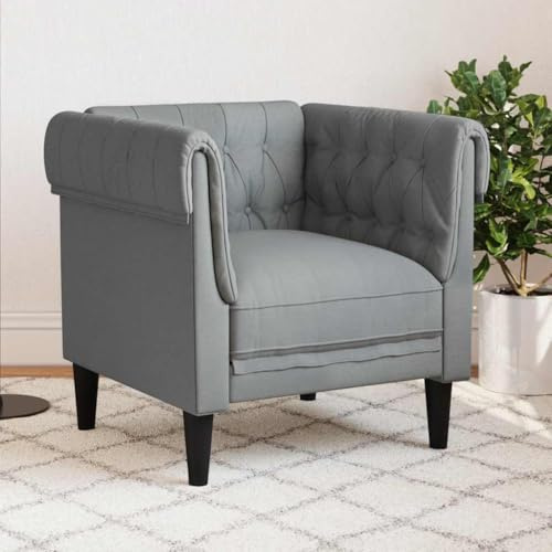 Frdhee Sofá cama relajante, sillón Chesterfield, color gris claro, sillón para dormitorio y salón