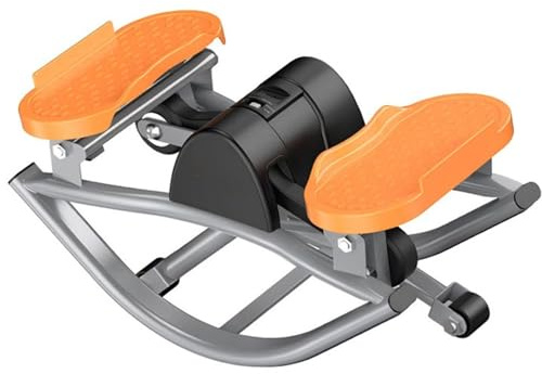 Mini Stepper côte à côte for l'entraînement à Domicile, Stepper latéral Compact à Faible Impact, Machine d'exercice d'une capacité de 350 LB avec Affichage numérique, entraîneur de Jambes(Orange)