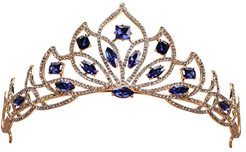Frcolor Kristall Braut Krone Vintage Prom Pageant Queen Crown Hochzeit Prinzessin Tiara Stirnband (blau)