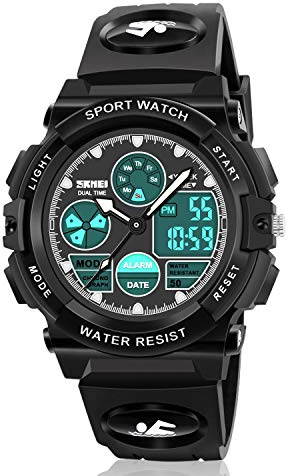 Dodosky Boy Toys Age 5-12, LED 50M Waterproof Digital Sport Watches for Kids Birthday Presents Gifts for 5-13 Year Old Boys - Black