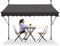 LZQ Klemmmarkise Balkon, Markise Einziehbar Manuell, Handkurbel, höhenverstellbar, UV-beständig, ohne Bohren, 100% Polyester, Dunkelgrau, 300 x 120 cm