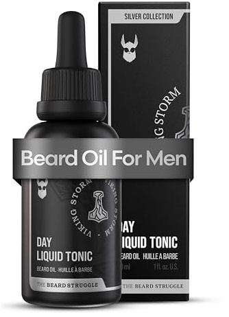The Beard Struggle - Day Liquid Tonic Beard Oil - Silver Collection (Viking Storm) - Beard Oil for Men - Moisturize, Softens Hair, Reduces Itch - Day Time Beard Growth Oil (30 ml)