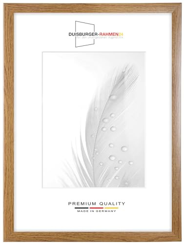 DR24 Marco de fotos de 55 x 70 (roble rústico) a medida, marco de madera de densidad media de 35 mm de ancho, incluye cristal sintético antirreflectante, pared trasera estable, pasadores de flexión y