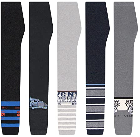 L&K-II 5er Pack Jungen Leggings Kinder Hosen Pants Herbst Frühling 100% Baumwolle Knöchellang 2752 110-116