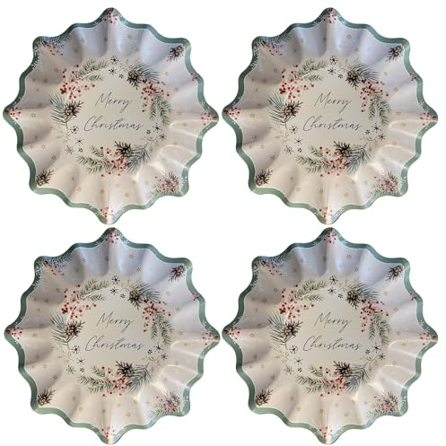 schenken-24 Weihnachten/Teller / 4er Set/Adventsteller/Nikolaus/Pappe/Plätzchen, Anzahl:1 x 4 (=4 Stück), Weihnachtsteller:Stern - Motiv 6-3.5 cm hoch