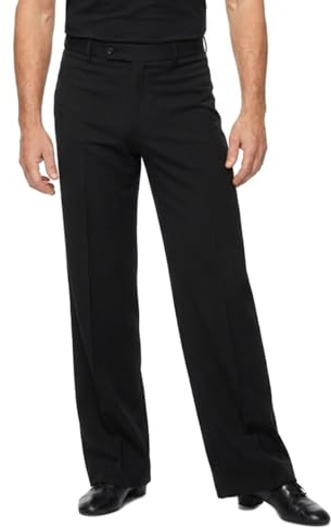Ready4Dance Pantalón de hombre para la danza latín americano de cintura alta, 05 Negro, S