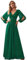 Ever-Pretty Robe Mère de Mariée Grande Taille Femme Longue Manche Longue Col V en Mousseline Applique Plissé Vert Foncé 42