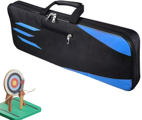 SOONHUA Recurve Bow Case, Archery Takedown Bow Bag with Quiver Holder Straps, Multi-Pocket Canvas Storage for Bow and Accessories, Fleeced Interior, 71x27cm
