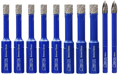 SHDIATOOL Brocas de diamante 6mmx5 8mmx3, con punta de carburo de perforación 6mmx2, Brocas sacanúcleos con Triángulo vástago del agujero