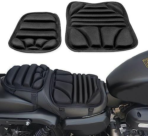 RANRAO 2-teiliges Motorrad-Sitzkissen, Motorrad-Sitzkissen-Set, Gel-Schwamm-Pad-Abdeckung, Universal-Motorrad-Netz-Schutzsitzbezug, Druckentlastung