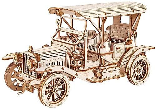 ROKR 3D Wooden Puzzle Model Car Kits to Build for Adults, 1:15 Scale Vintage Car Model Building Kit 298pcs Wood Craft Hobby Gift for Teens Men Women Christmas