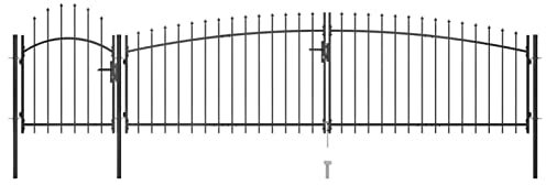 Homgoday Garden Gate with Spear Tips, Metal Gate, Fence Gate, Yard Gate, Fence Door, Garden Gate, Wing Gate, Entrance Gate, Garden Fence, 5 x 1.5 m, Black