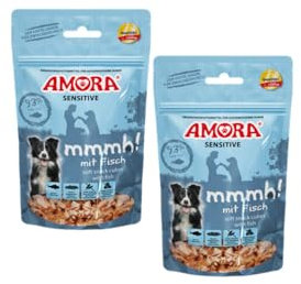 Amora Snack Sensitive mmmh! | 2X 100g Fisch | weicher Hundesnack | Hundeleckerli | Monoprotein | ohne Getreide
