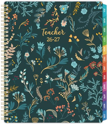 Teacher Planner 2026-2027- Teacher Planner, Teacher Lesson Planner from July 2026 to June 2027, 9 x 11, Spiral Bound,Lesson Plan Book with Colourful Monthly Tabs, Inner Pocket