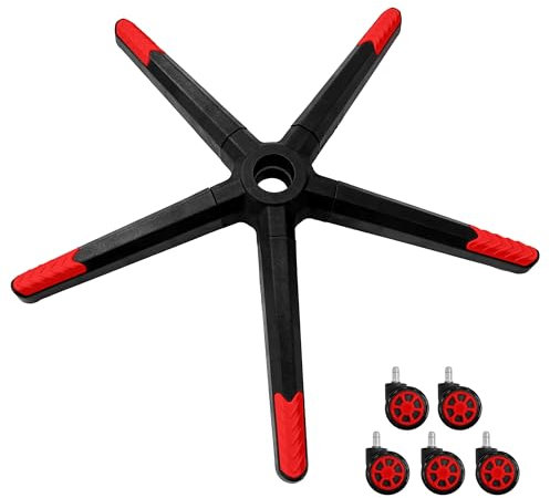Racfenick Heavy Duty Gaming Office Chair Base Replacement, 28 with 5 Casters Nylon Base Legs for Carpet and Hardwood Floors (Red)