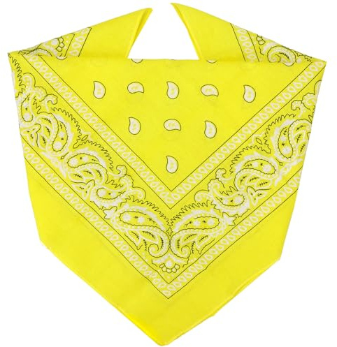 ZENO Yellow Bandana – 100% Cotton & Natural Fibers – Yellow Bandana Scarf with No Polyester – Premium Quality – Soft, Durable & Machine Washable – For Men & Women – Unisex & Kids