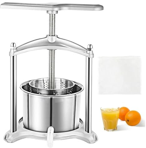 TAIPINGOZ Pressoir à Fruits Manuel, Pressoir A Fruits, Extracteur de jus de Fruits et de vin en Acier Inoxydable