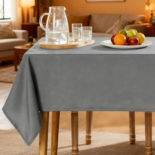 Bordsduk tvättbar, grå dukar 90 x 140 cm linneutseende bordsduk av polyester vattenavvisande, hållbar reptålig rektangulär bordsduk för vardagsrum, matsal, kök, balkong, trädgård
