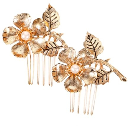 Gogogmee 2 piezas Peinetas de Metal para Mujer de Accesorio para Cabello de Boda y Fiesta Adorno Lateral Decorativo Resistente Elegante para Prom y