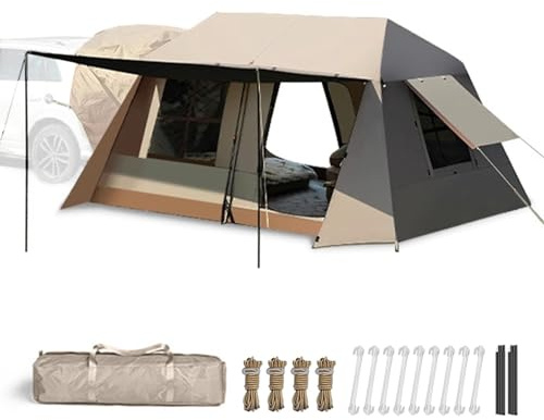 CHICIRIS Tienda de Campaña para Techo de Coche, Instalación Rápida Automática, Tienda de Campaña Familiar con Protección Solar UPF50+ y PU3000 Mm a Prueba de Lluvia, Diseño de 2 (Recubrimiento Negro
