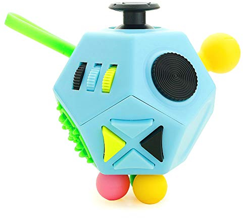 Fidget cubo II juguetes antiestrés actualizados 12 lados gadgets dodecaedro ayudan a reducir el estrés, la ansiedad, el nerviosismo o el tiempo de matar a los niños adultos con TDAH Autismo Azul claro