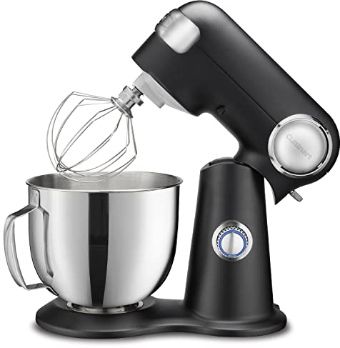 Cuisinart Stand Mixer, 12 Speed, 5.5 Quart Stainless Steel Bowl, Chef’s Whisk, Mixing Paddle, Dough Hook, Splash Guard w/Pour Spout, Onyx, SM-50BK, Manual