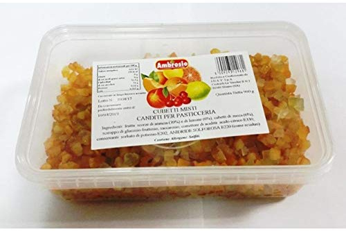 CUBETTI MISTI CANDITI PER PASTICCERIA AMBROSIO 900 GR FRUTTA DOLCI TORTE ARANCIA