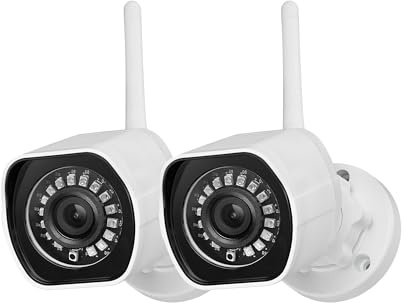 Zmodo Outdoor Wireless Security Camera System, 2 Pack 1080p Full HD Smart Home Indoor Outdoor WiFi IP Cameras with Night Vision, Plug-In, Compatible with Alexa