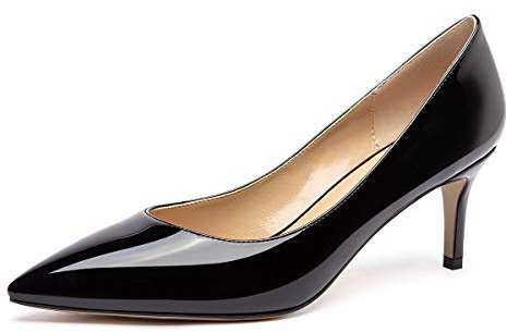 Castamere Femme Bout Pointu Aiguille Talon Moyenne Talon Escarpins 6.5CM Noir Vernis Chaussures EU 38