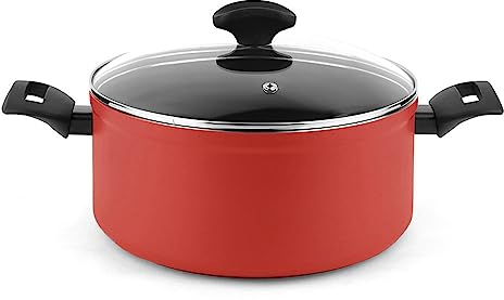 Fagor Maxima Cacerola Inducción 20 cm, Tapa de Cristal, Aluminio Forjado, Espesor 4 mm, Antiadherente Ecológico XYLAN PLUS sin PFOA, Apta Todas Las Cocinas, Vitrocerámica, Gas, Lavavajillas, Rojo