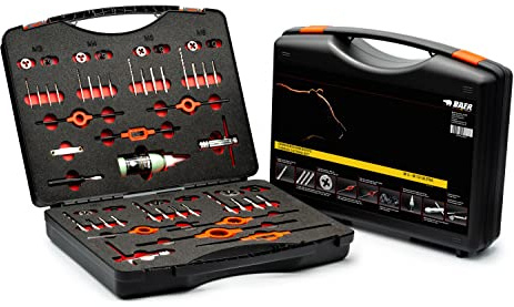 BAER Gewindeschneider Set, M3 - M12, HSS, Gewindeschneiden, Handgewindebohrer, Schneideisen, Gewindeschneidsatz, Gewindewerkzeuge, Schneidpaste, Profi Gewinde-Werkzeugkoffer