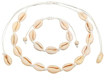 JZTRADING Collar Conchas Pulsera Conchas Collar Conchas Mujer Pulsera De Concha Ajustable Collar De ClavíCula De Concha para Mujer, JoyeríA De Playa White