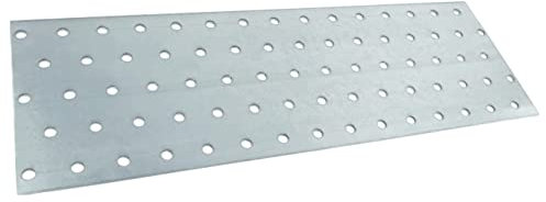 AERZETIX - C58430 - Set di 2 piastre di montaggio perforate 100x300x2mm con 75 fori - in acciaio zincato Z275 - fissaggio in metallo legno - colore argento
