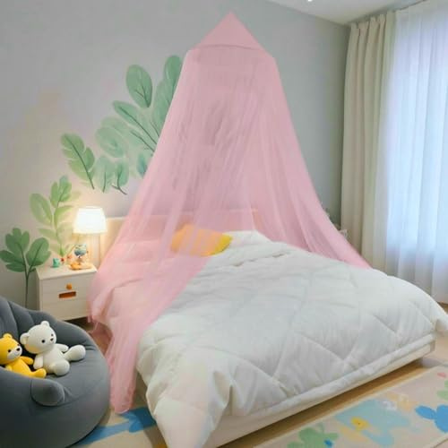 Eimilaly Zanzariera a baldacchino per letto, baldacchino per la decorazione della camera delle ragazze - baldacchino per adulti, bambini, campeggio all'aperto, Pink