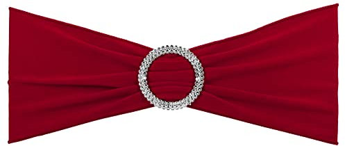 PATIKIL 14x5 Estiramiento Silla Fajas Lazos, 10 Paquete Elástico Silla Bandas Fajas con Hebilla Deslizador para Boda Banquete Decoraciones, Borgoña